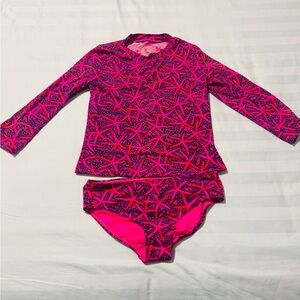 Lilly Pulitzer Girls' Purple/Pink Starfish Long Sleeve Rash Guard Set